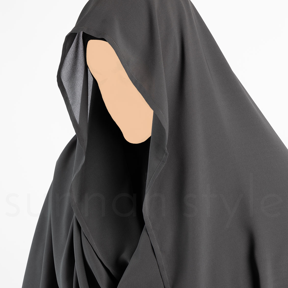 Sunnah Style Hooded Wrap Hijab Dark Grey